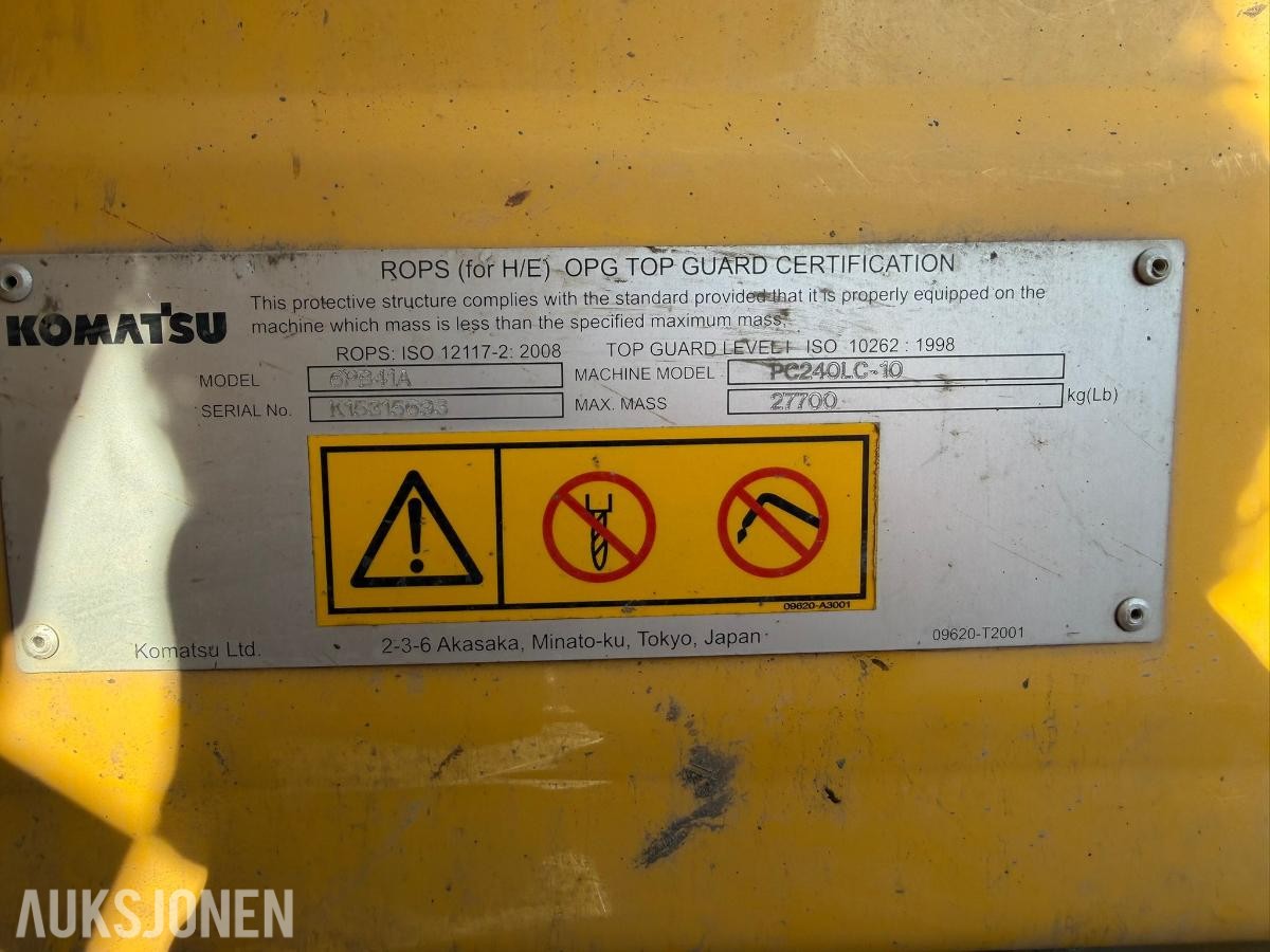 2015 Komatsu PC240LC-10 Gravemaskin - R8 Rototilt - S70 hurtigfeste