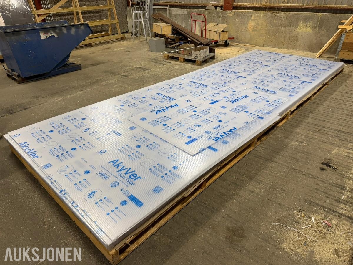 AkyVer polykarbonatplater - 9 stk hele - 600x210cm