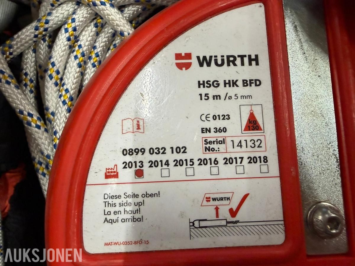 Würth fallsikringsutstyr med fallblokker seler og tau
