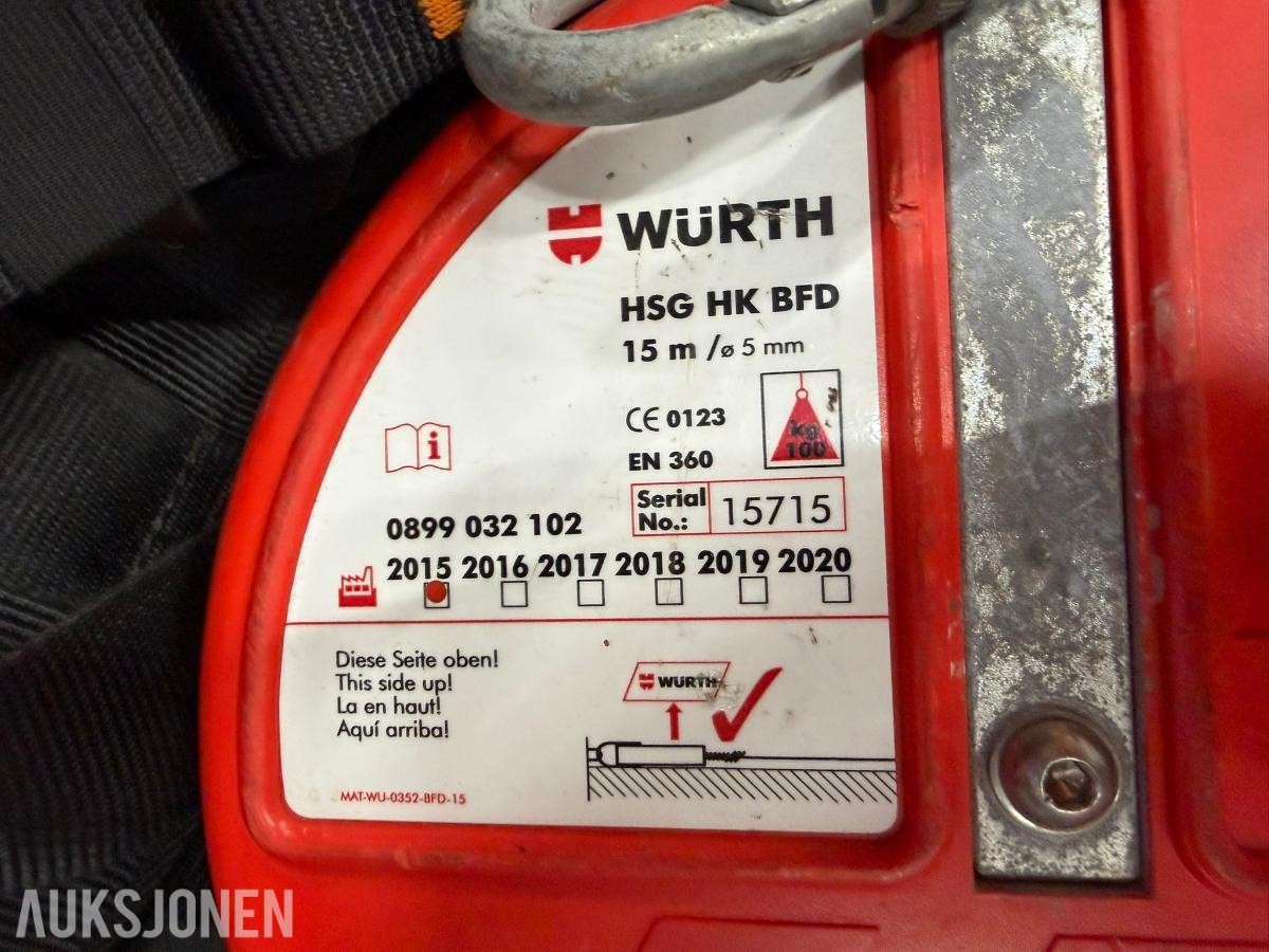 Würth fallsikringsutstyr med fallblokker seler og tau