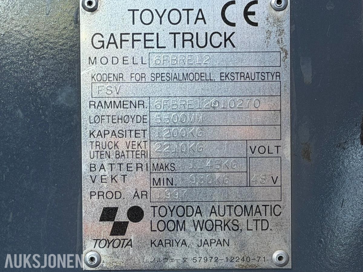 1997 Toyota 6FBRE12 skyvemasttruck 