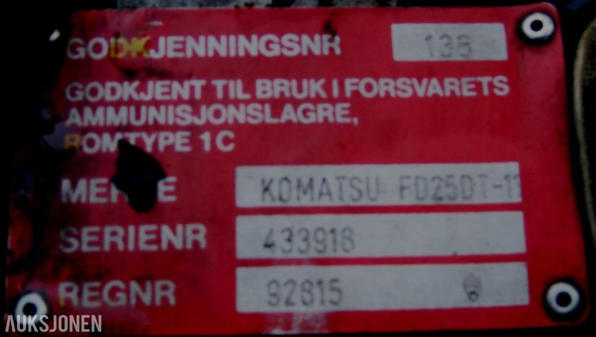 1991 Komatsu FD25-11 Dieseldrevet Motvektstruck