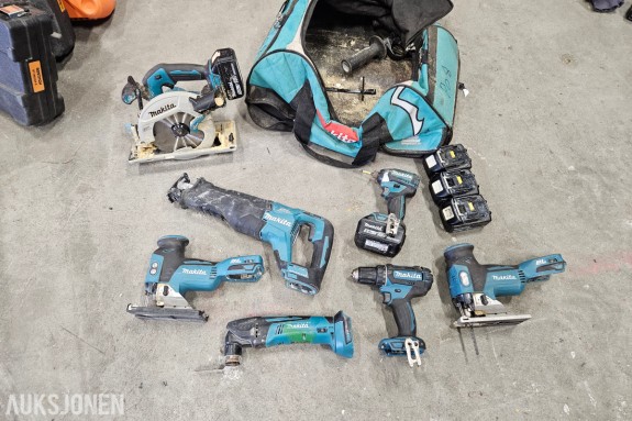 Makita 18V LXT verktøysett - sirkelsag DHS680, stikksag DJV181, bajonettsag DJR187 - multiverktøy, drill og slagtrekker - flere batterier og bag
