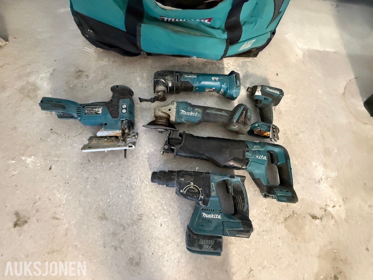 Makita 18V batteriverktøy – 5 maskiner inkl. verktøybag