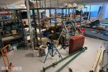 5 stk reoler med byggeutstyr, verktøy og festemateriell