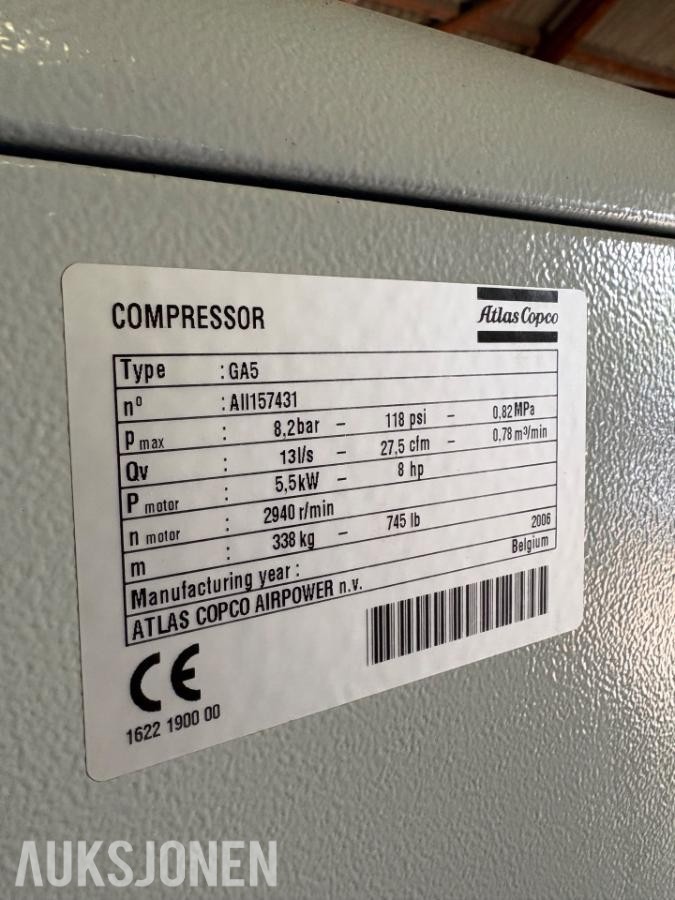 2006 Atlas copco Ga5ff kompressor