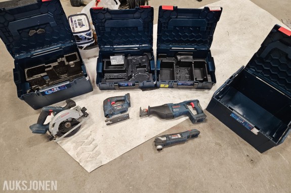 Bosch Professional 18V verktøypakke - GKS 18V-57 G sirkelsag - GSA 18V-LI bajonettsag - GOP 18V-28 multikutter og GST 18V-LI B stikksag - L-BOXX kofferter