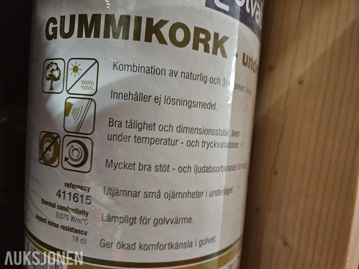 Parti gulvmateriell - Golvabia parkettbord - gummikork underlag