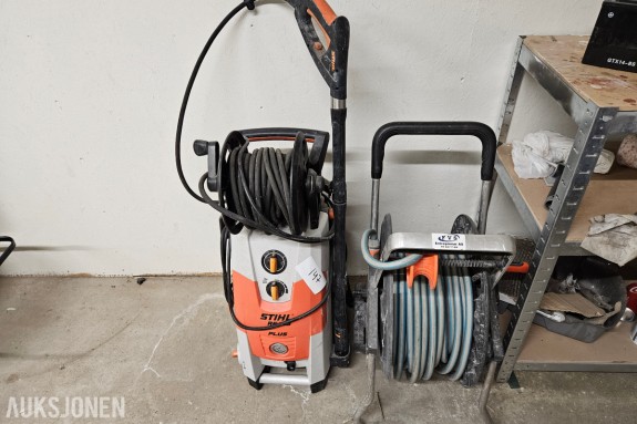 STIHL RE 163 PLUS høytrykksvasker - 150 bar arbeidstrykk - 3,3 kW - slangetrommel