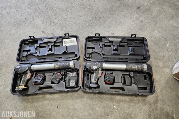 To Techway batteridrevne fugepistoler - modell T75805348 - 14,4 V - 600 ml patron - med batterier og lader
