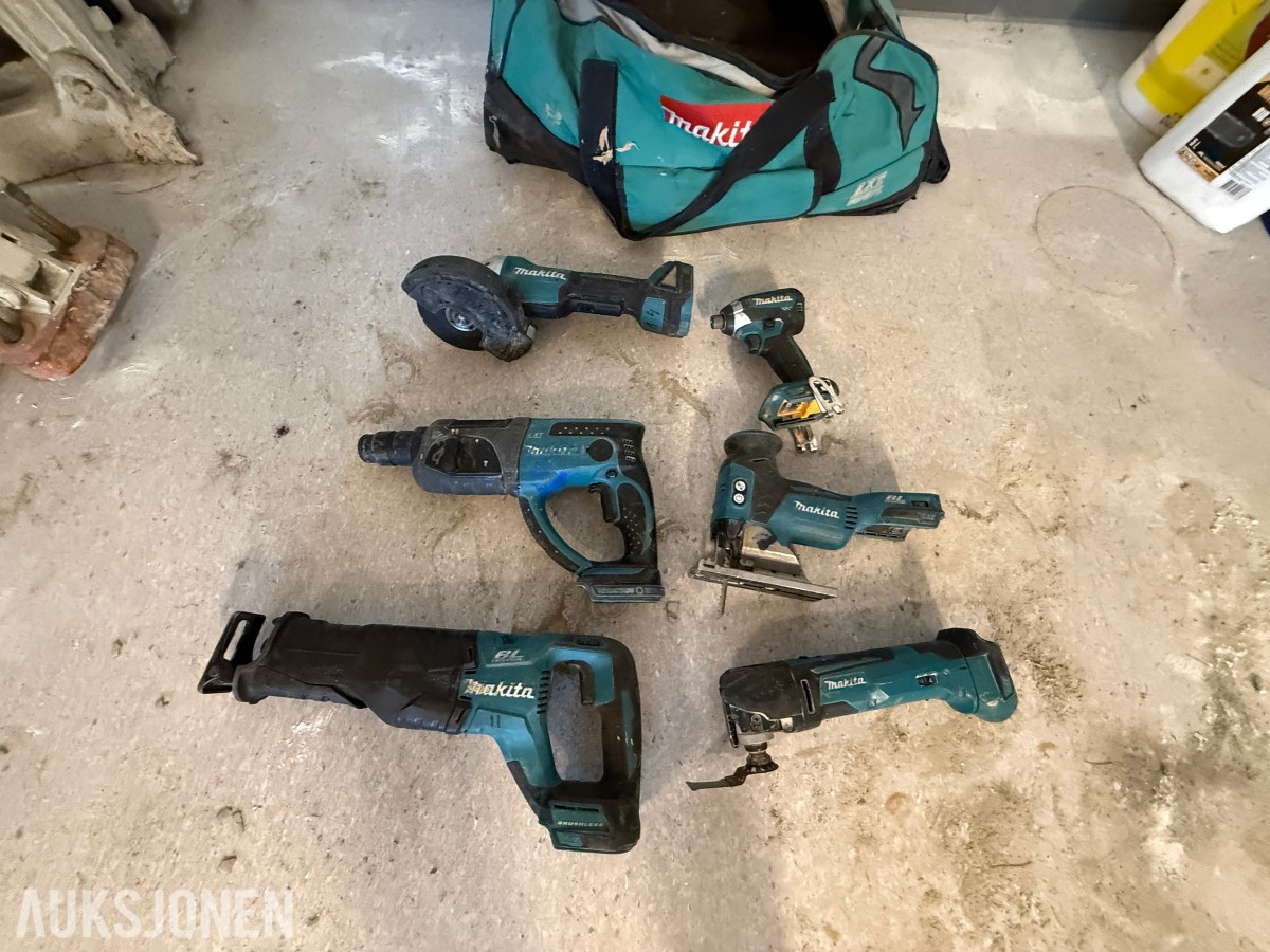 Makita 18V LXT batteriverktøy – 6 maskiner inkl. verktøybag