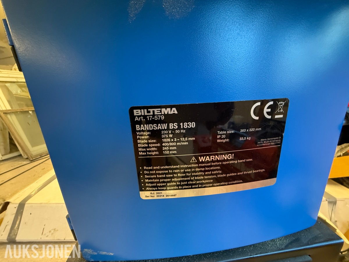 Biltema BS 1830 båndsag – 375 W med gulvstativ