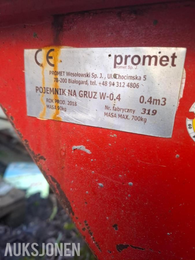 2018 Promet W/0.4M3 - søppelvogner