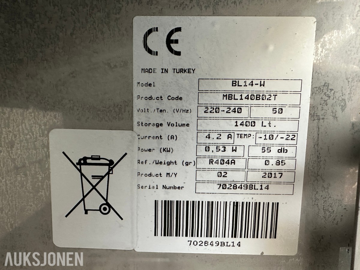 2017 Frenox BL14-W fryseskap 1400 liter
