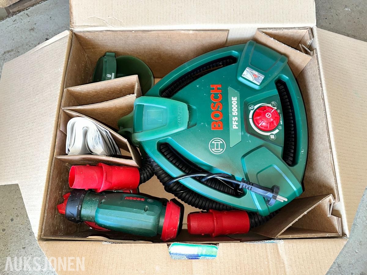 Verktøypakke – Bosch malingssprøyte, Black & Decker løvblåser og vinkelsliper