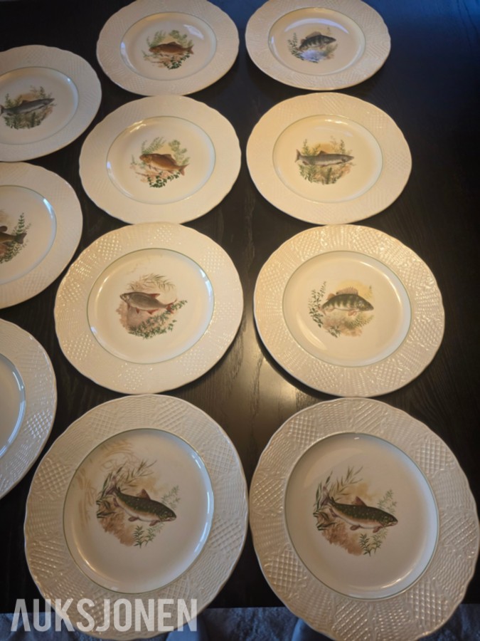 1900 Burleigh Ware fiskeservise i Ironstone Ironstone