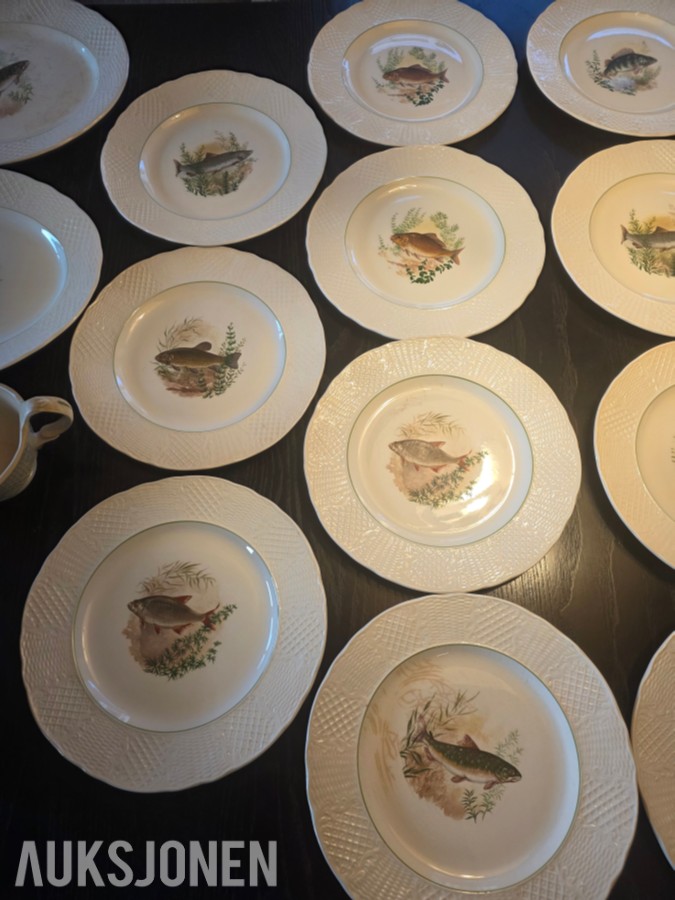 1900 Burleigh Ware fiskeservise i Ironstone Ironstone