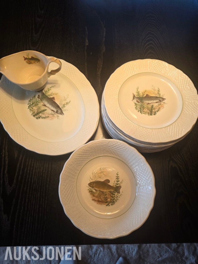 1900 Burleigh Ware fiskeservise i Ironstone Ironstone