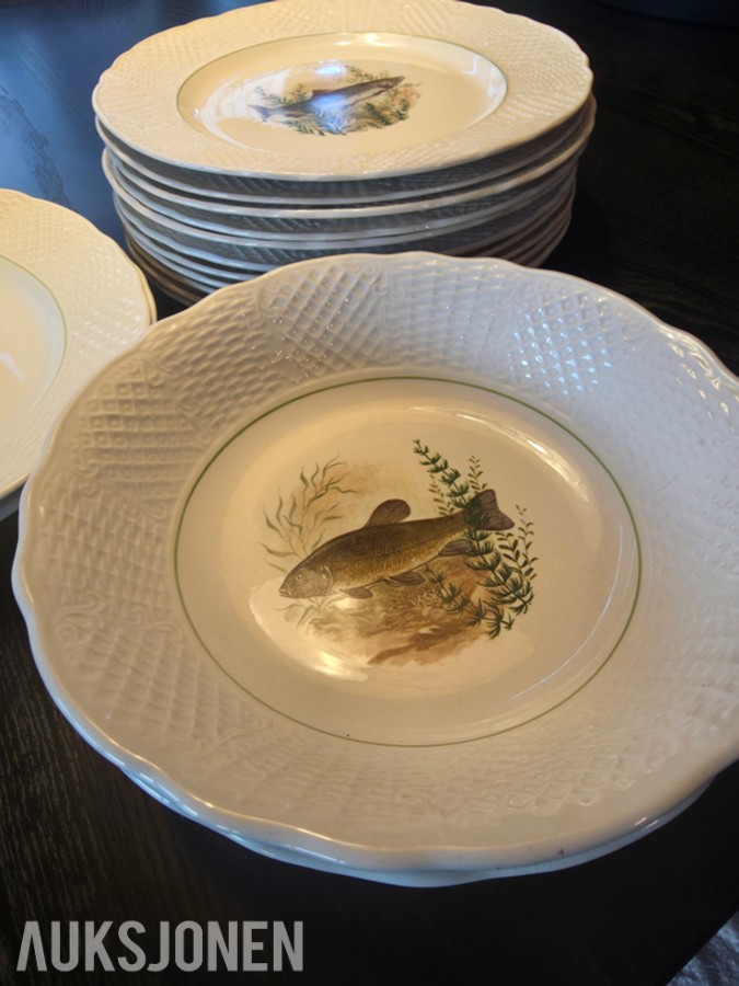 1900 Burleigh Ware fiskeservise i Ironstone Ironstone
