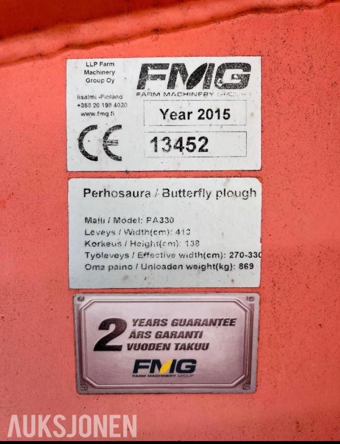 2015 Fmg pa330 snøplog 