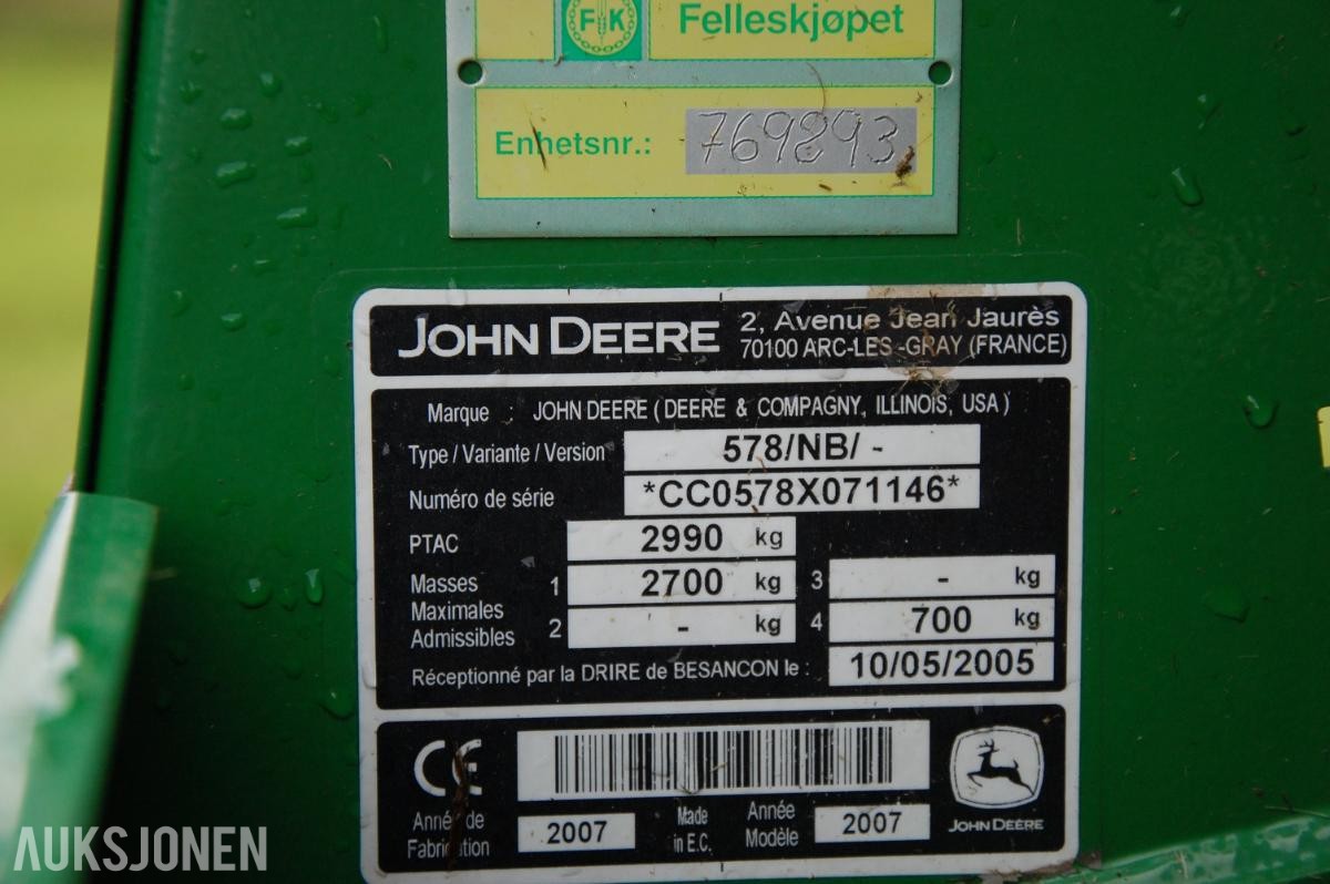 2007 John Deere 578 Premium