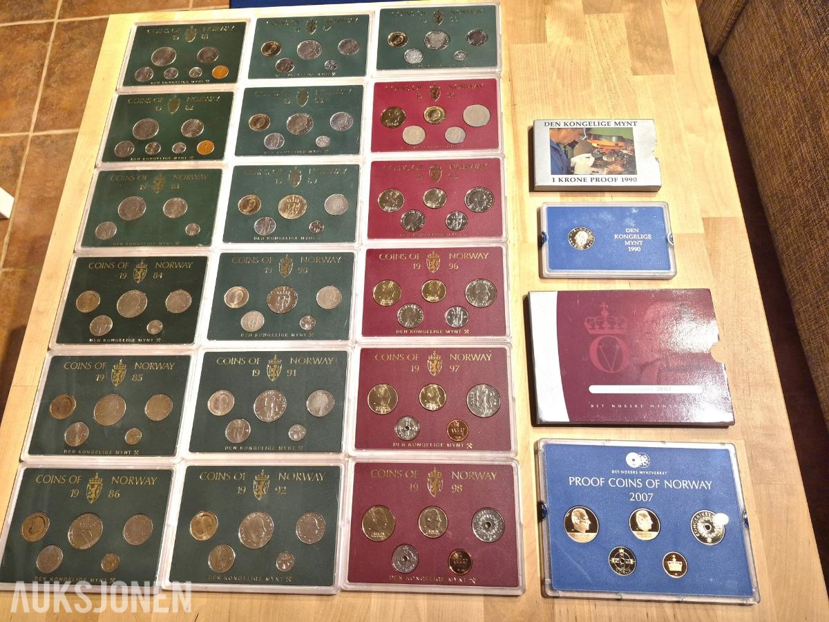 Norges bank-Myntsett samling-Proof mynt 1981-1998, 2007