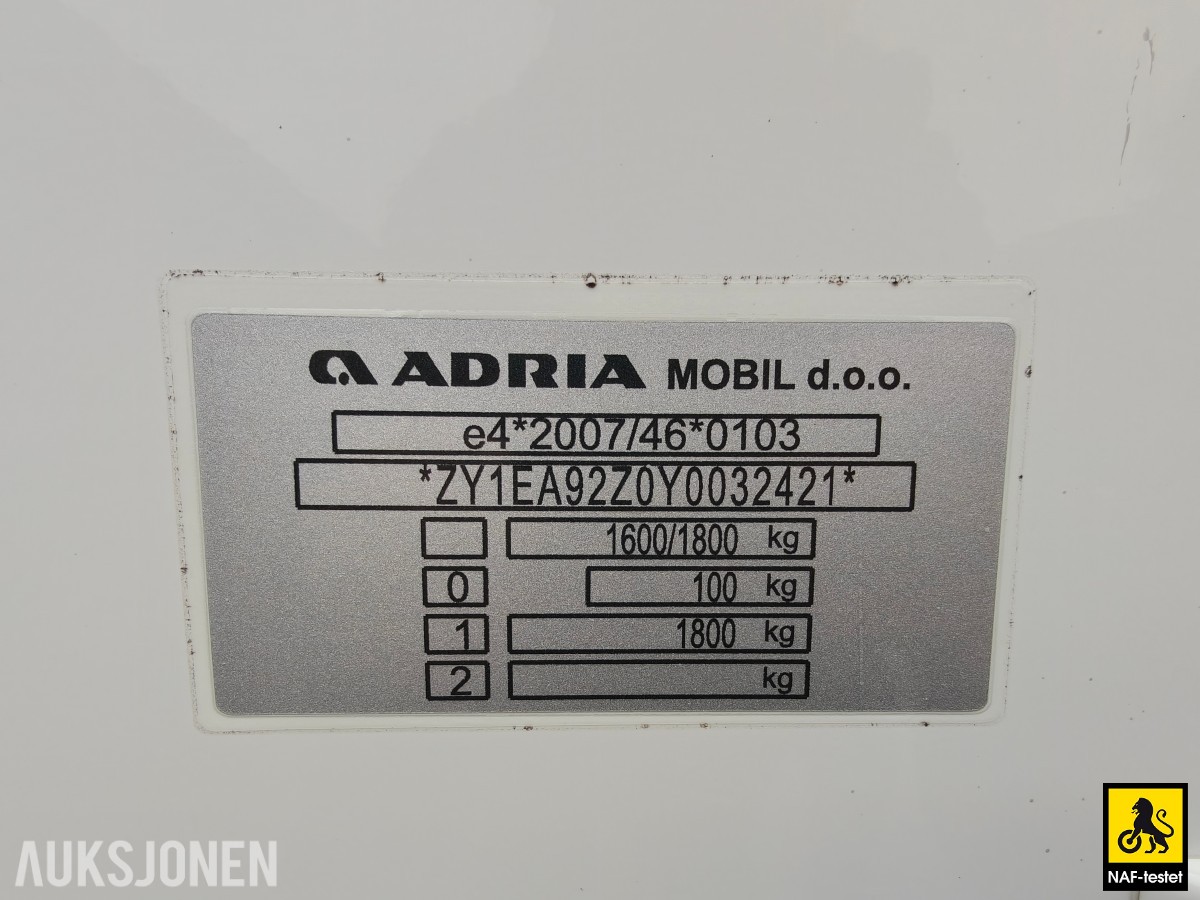 2020 ADRIA ADORA 593 UP - ALDE - DOBBELTSENG - DUSJ - KJØLESKAP M/FRYS