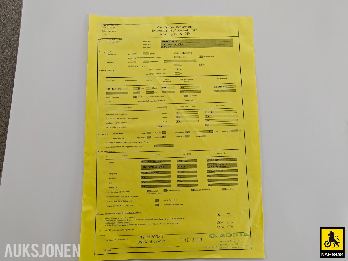 2020 ADRIA ADORA 593 UP - ALDE - DOBBELTSENG - DUSJ - KJØLESKAP M/FRYS