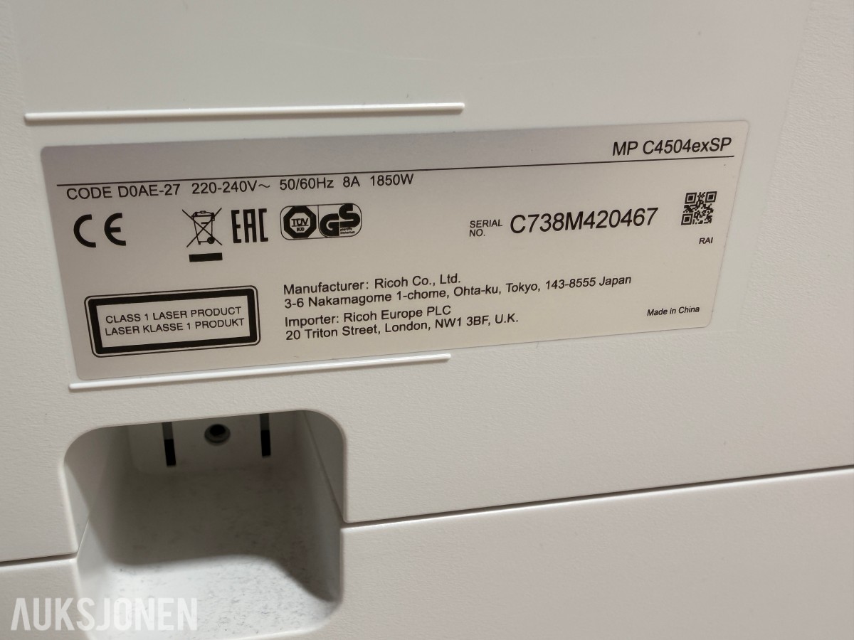 Nashuatec / Ricoh MP C4504exSP A3 farge multifunksjonsmaskin med etterbehandler