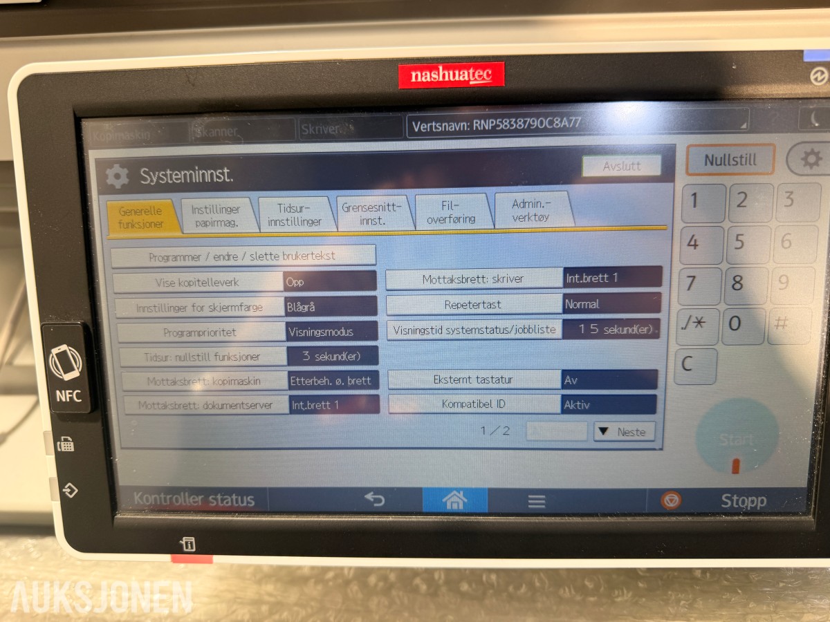 Nashuatec / Ricoh MP C4504exSP A3 farge multifunksjonsmaskin med etterbehandler