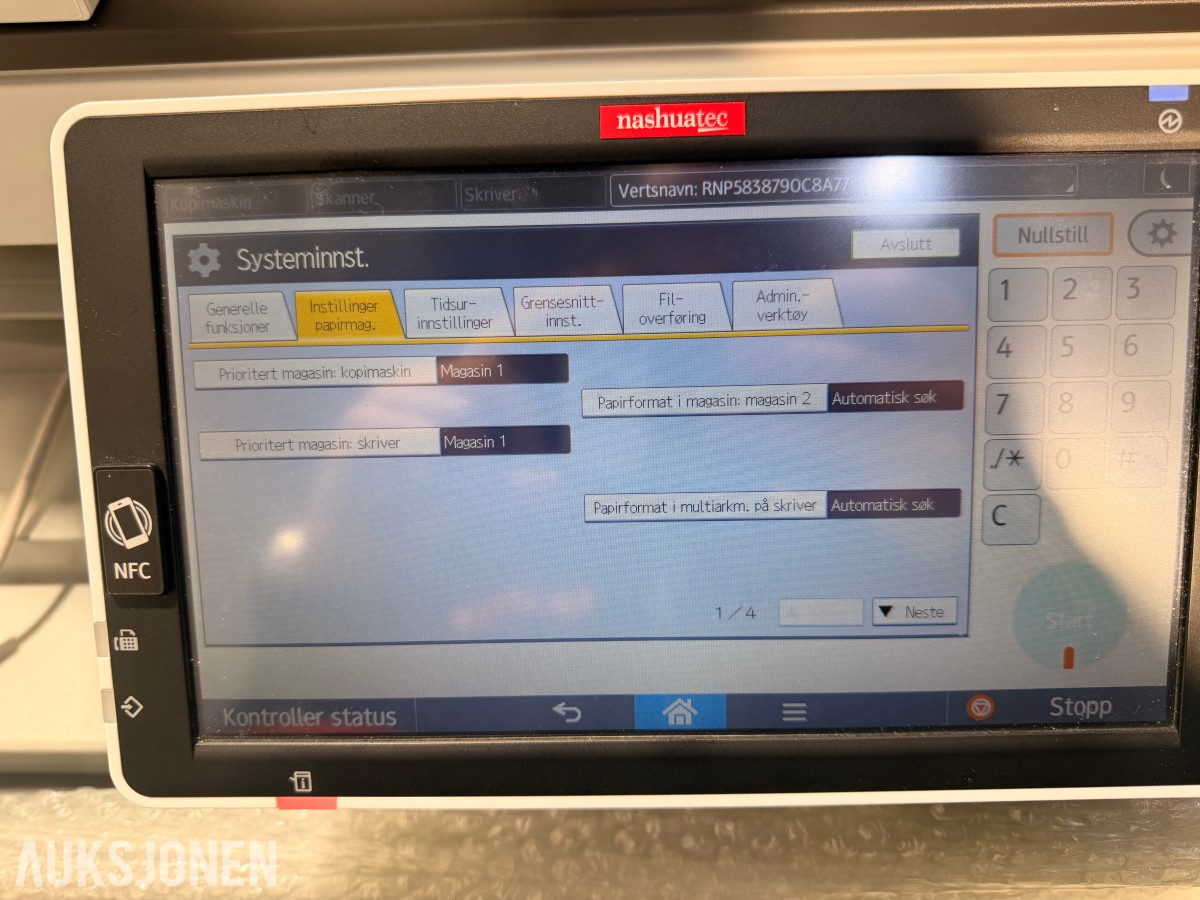 Nashuatec / Ricoh MP C4504exSP A3 farge multifunksjonsmaskin med etterbehandler