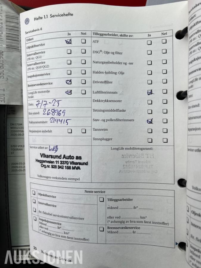 2009 Volkswagen Touran 1.9 Diesel, Automat, Skinnseter