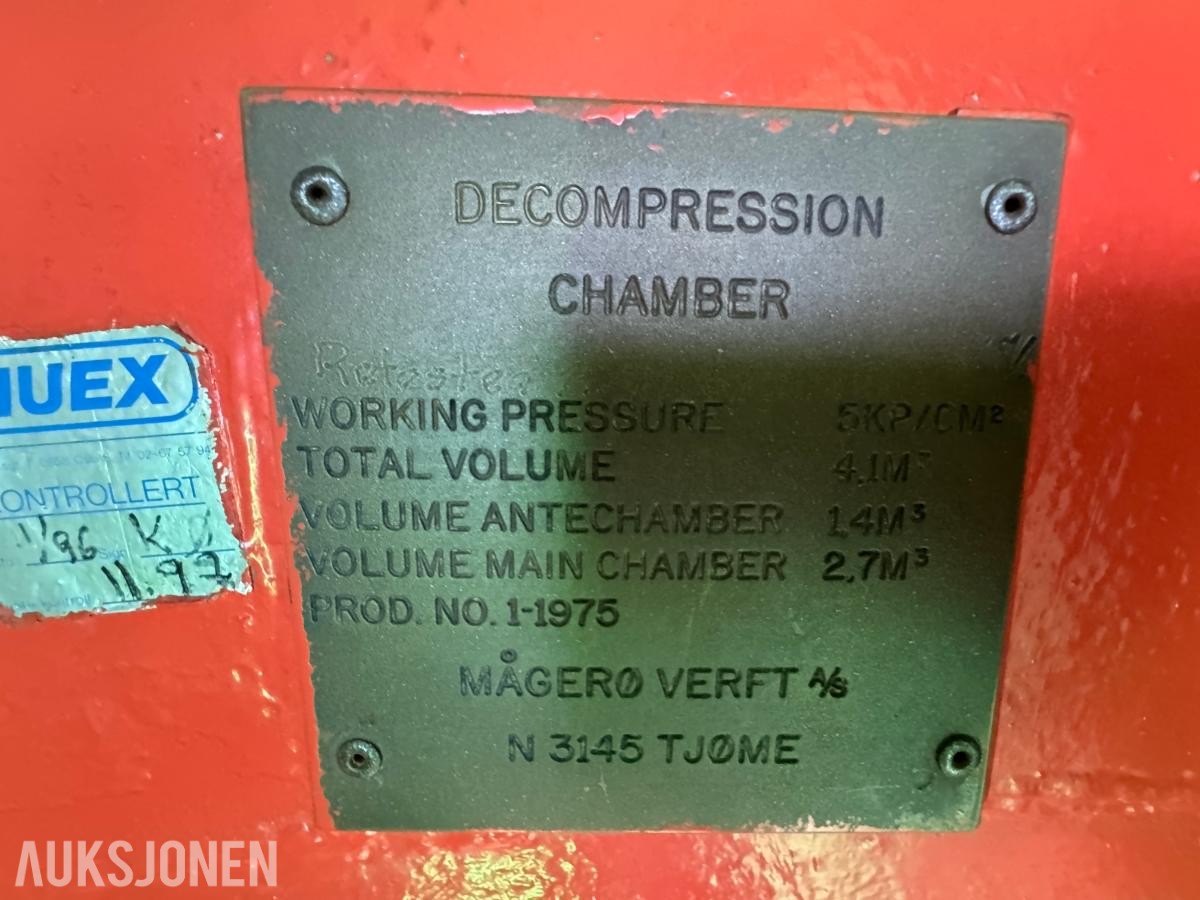 1996 Trykkammer til dykking i container