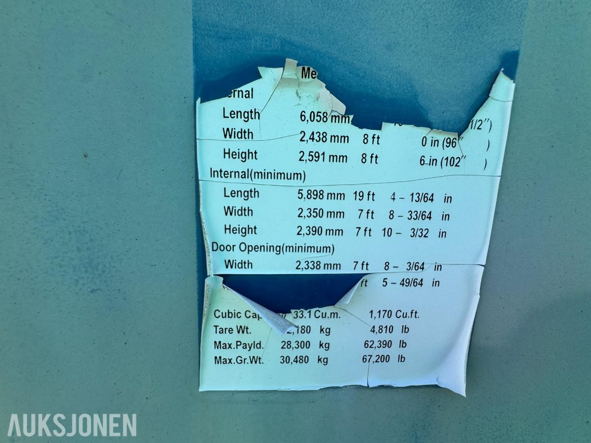 1996 Trykkammer til dykking i container