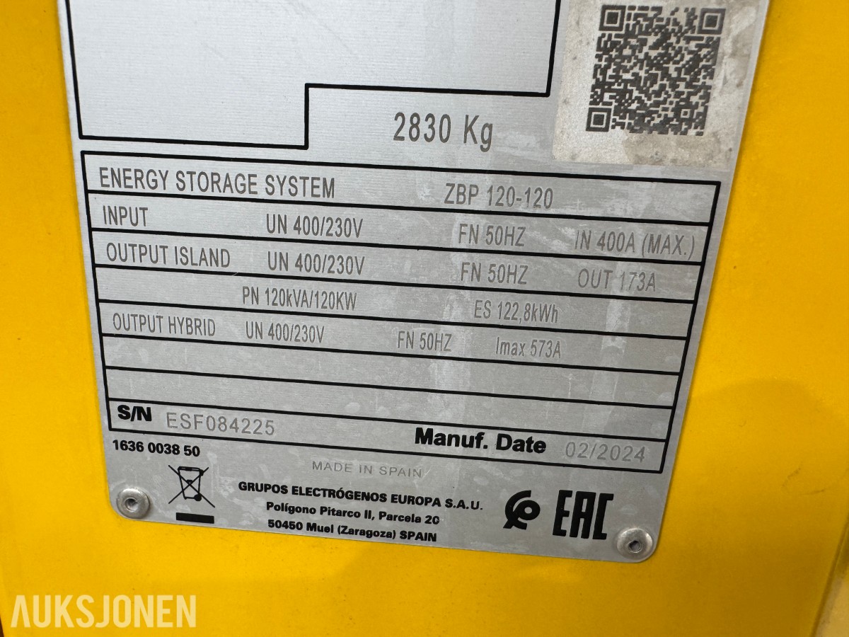2024 Atlas Copco ZBP 120-120 BATTERIPAKKE 122,8 KWH 120 KW