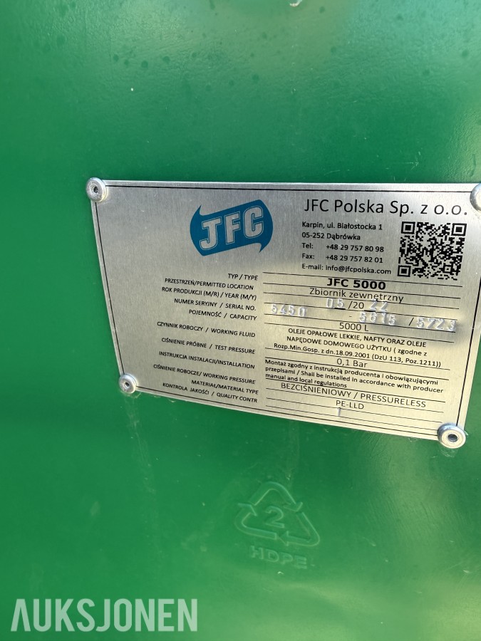 2022 JFC 5000L ADR Dieseltank med ca 2000L Diesel
