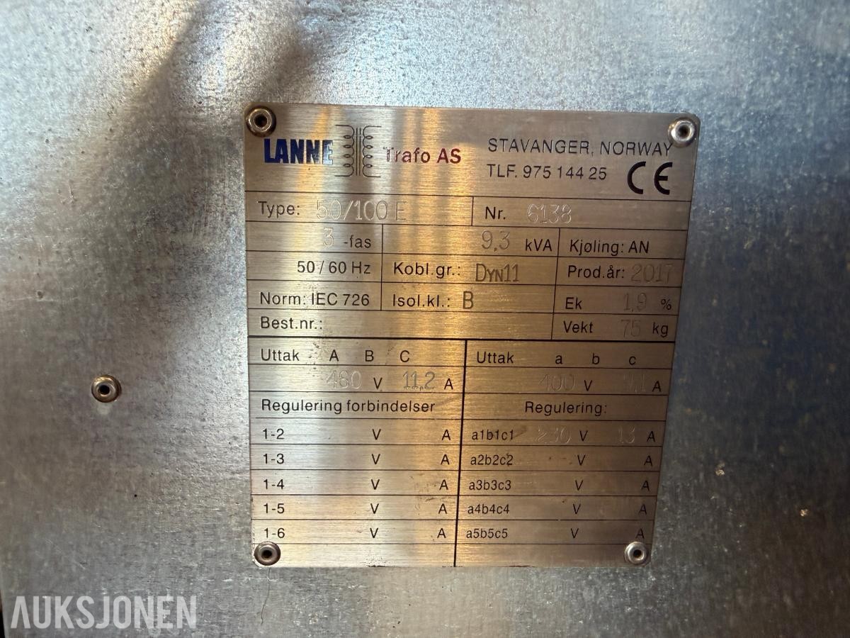 2017 Lanne Trafo 50/100 E 93 kVA transformator