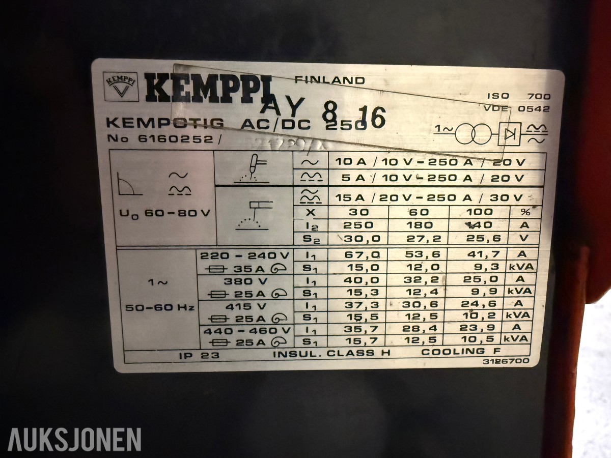 KEMPPI KEMPOTIG AC/DC 250 – TIG-SVEISEAPPARAT – 250 A – AC/DC