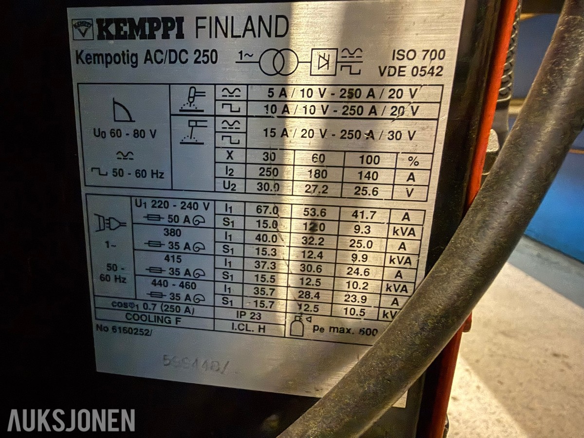 Kemppi Kempotig AC/DC 250 TIG-sveiseapparat – 250A – AC/DC