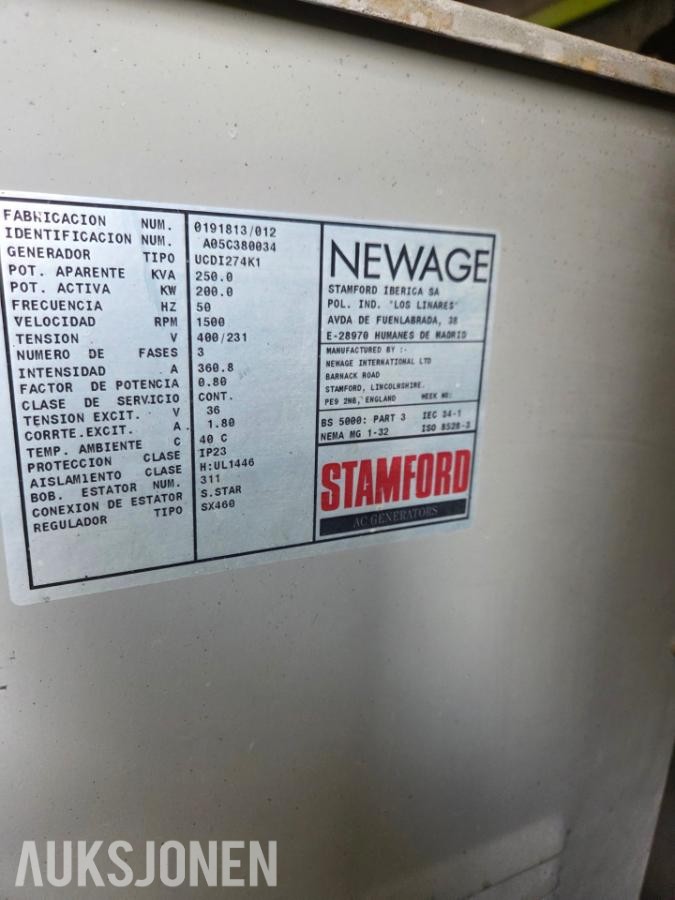 2005 PRAMAC GEH250 DIESELAGGREGAT 250 KVA MED VOLVO MOTOR