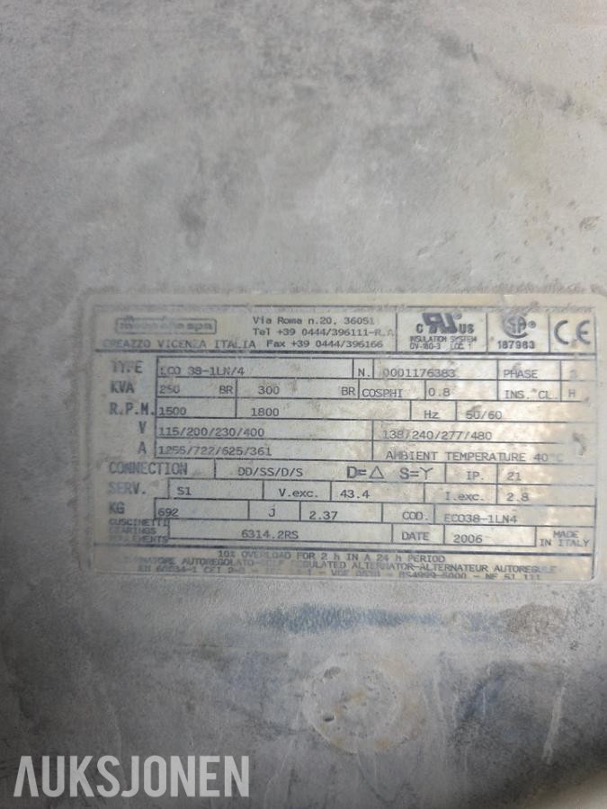 2006 Atlas Copco QAS 250, 16500 timer