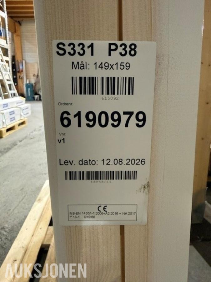 2026 Lyssand vindu hvitmalt fastkarm Mål 149x159