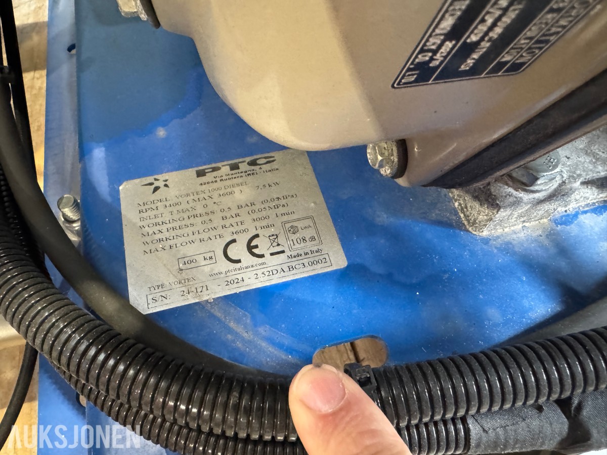 2024 PTC VORTEX DIESELDREVET VAKUUMANLEGG MED YANMAR MOTOR