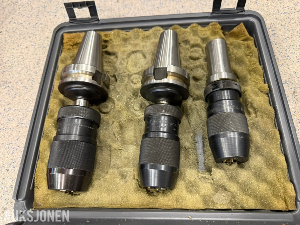 3 stk. borechucker med holdere - ISO 40