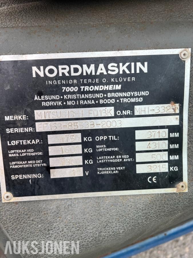 2003 Mitsubishi FD18K motvektstruck 7231 timer 