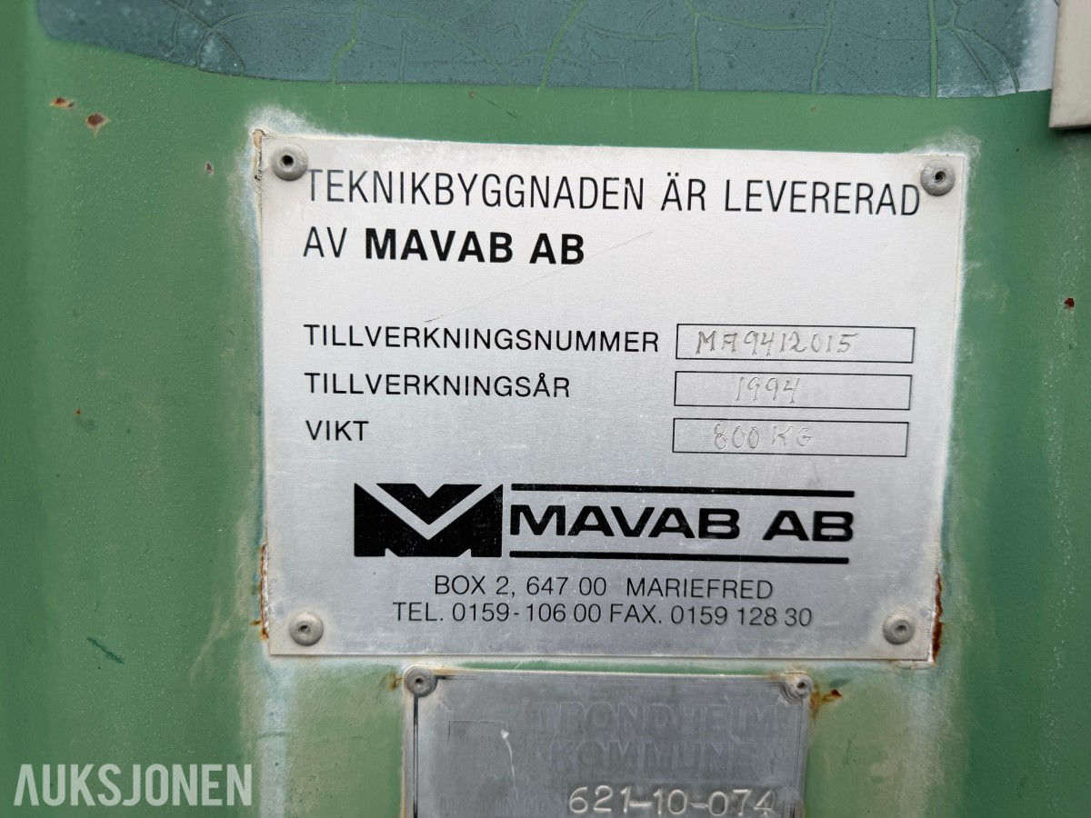1994 MAVAB AB teknikkcontainer / verkstedcontainer – 800 kg