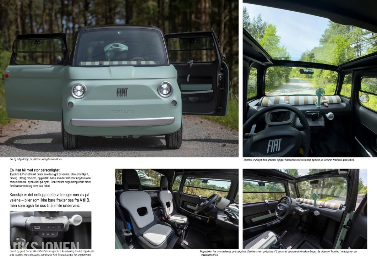 2025  FIAT TOPOLINO EV MOPEDBIL/8HK/16 ÅRS ALDERSGRENSE/ DEMOBIL SELGES!