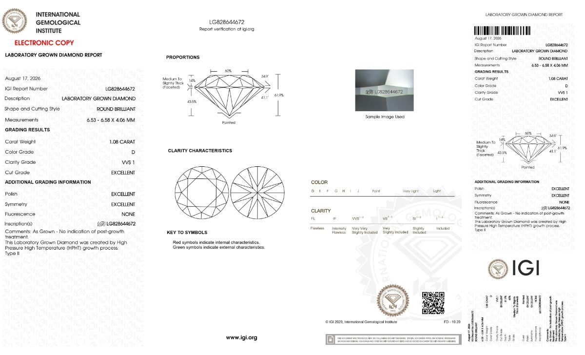 Matchet par: 2,16CT Lab-diamanter - D/VVS1 - Triple Excellent.