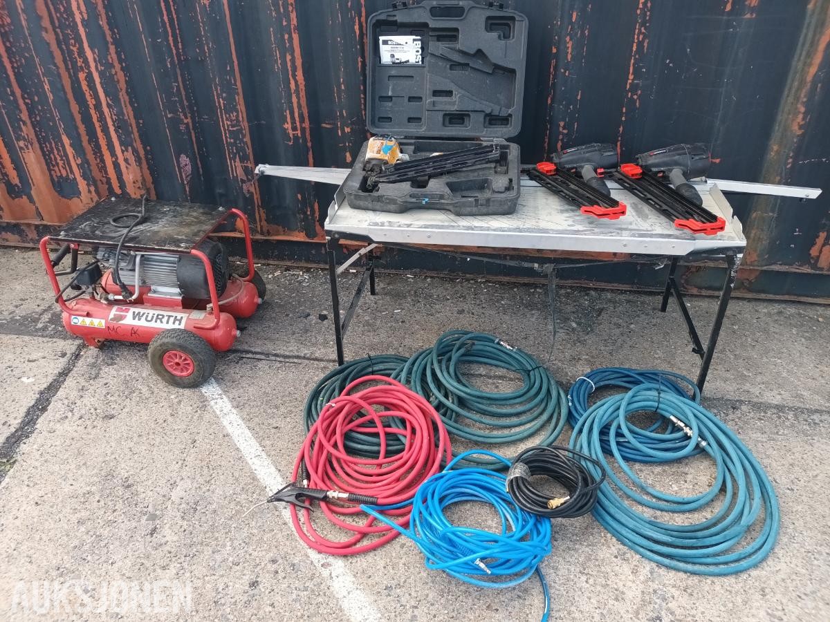 komplett Spiker anlegg Kompressor, pistoler og slanger