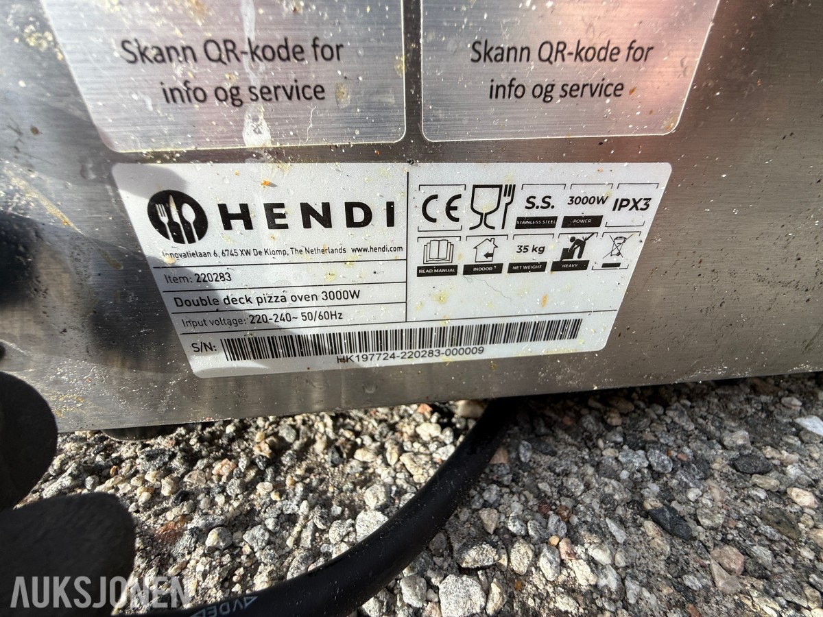 Hendi dobbel pizzaovn – 3000W / 230V